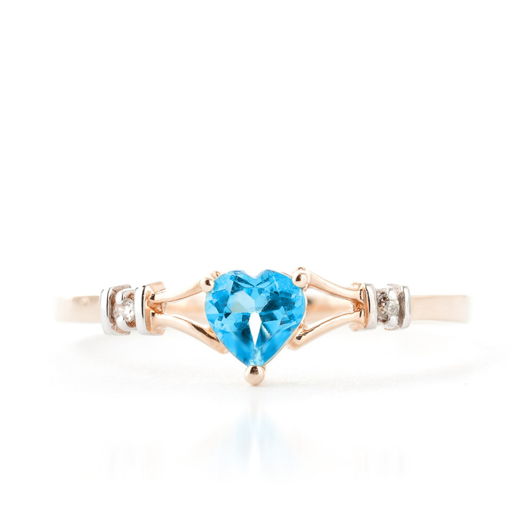 14K. SOLID GOLD RINGS W/ NATURAL DIAMONDS & BLUE TOPAZ (Rose Gold)
